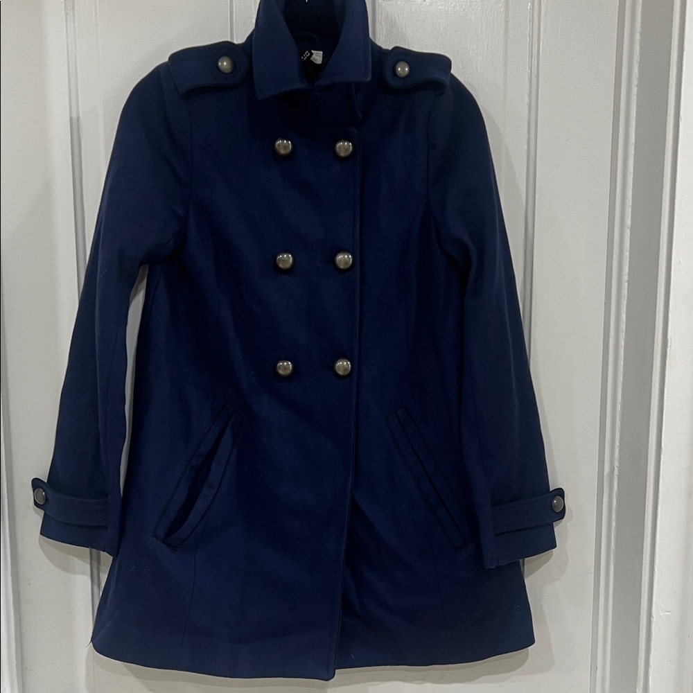 H&M Navy Double-Breasted Wool Coat
